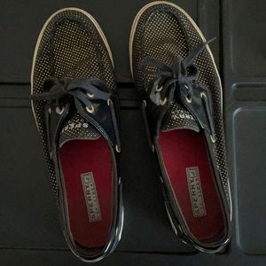 Black and Gold Polka Dot Sperry’s